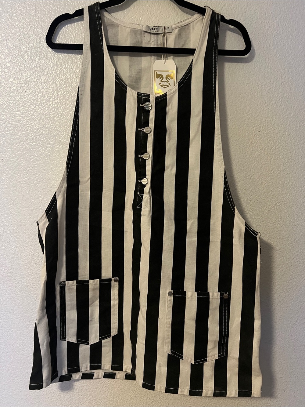 Obey Black and White Vertical Stripe Jeanne Dress